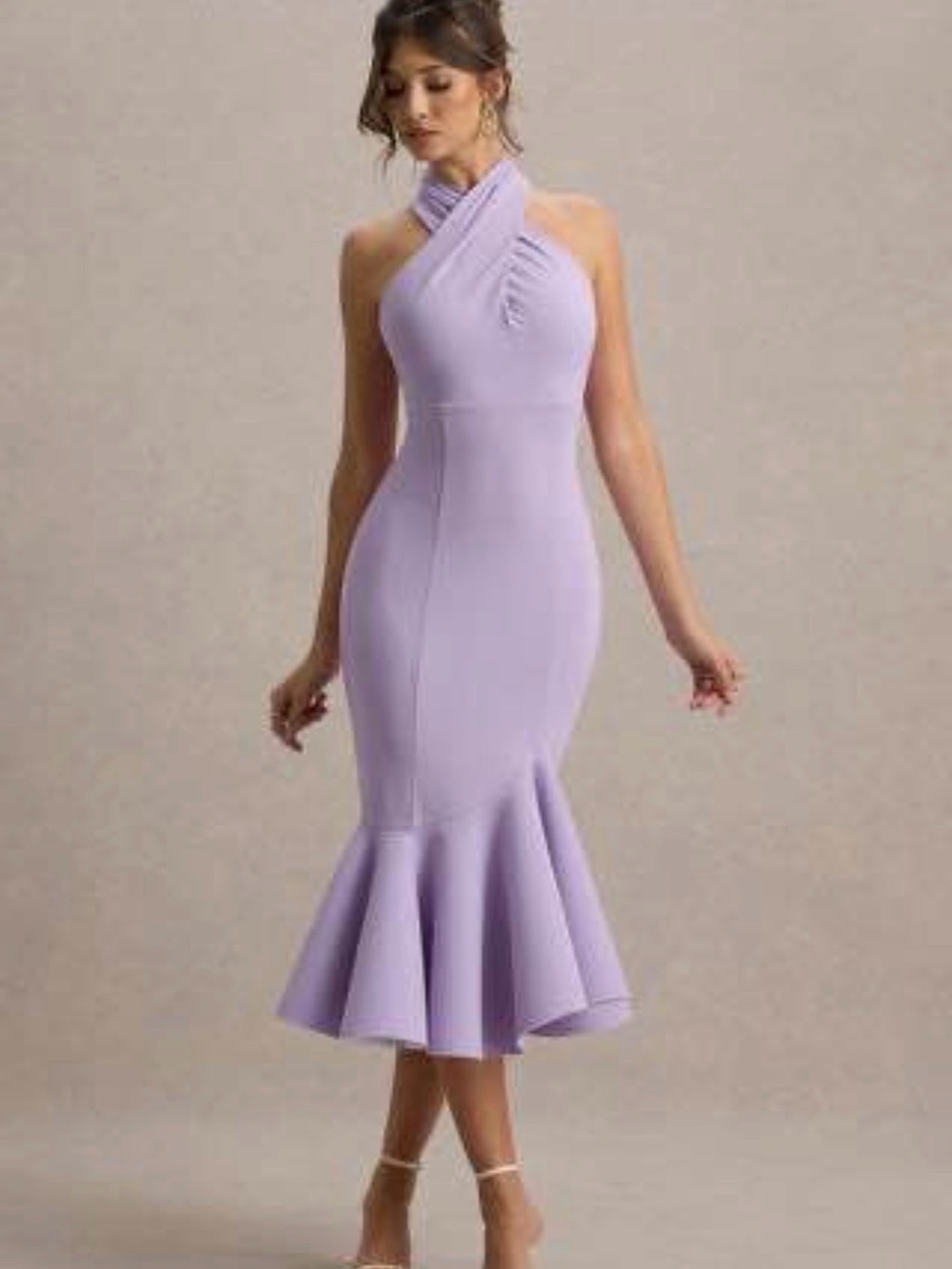 Club L London Lavender Cross-Neck Mermaid Midi Dress